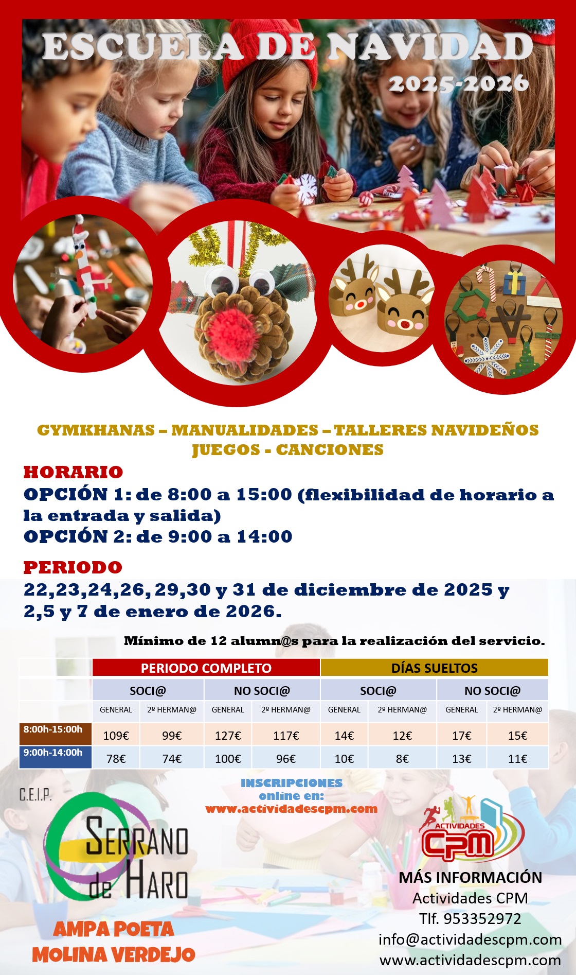 Escuela de Navidad 2025-2026. AMPA Poeta Molina Verdejo CEIP Agustín Serrano de Haro