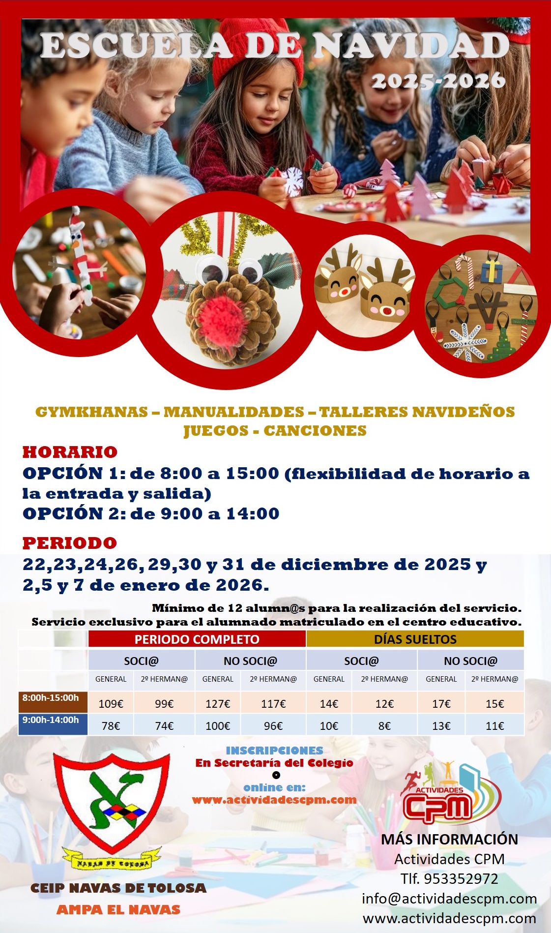 Escuela de Navidad 2025. CEIP Navas de Tolosa. Jaén. AMPA El Navas