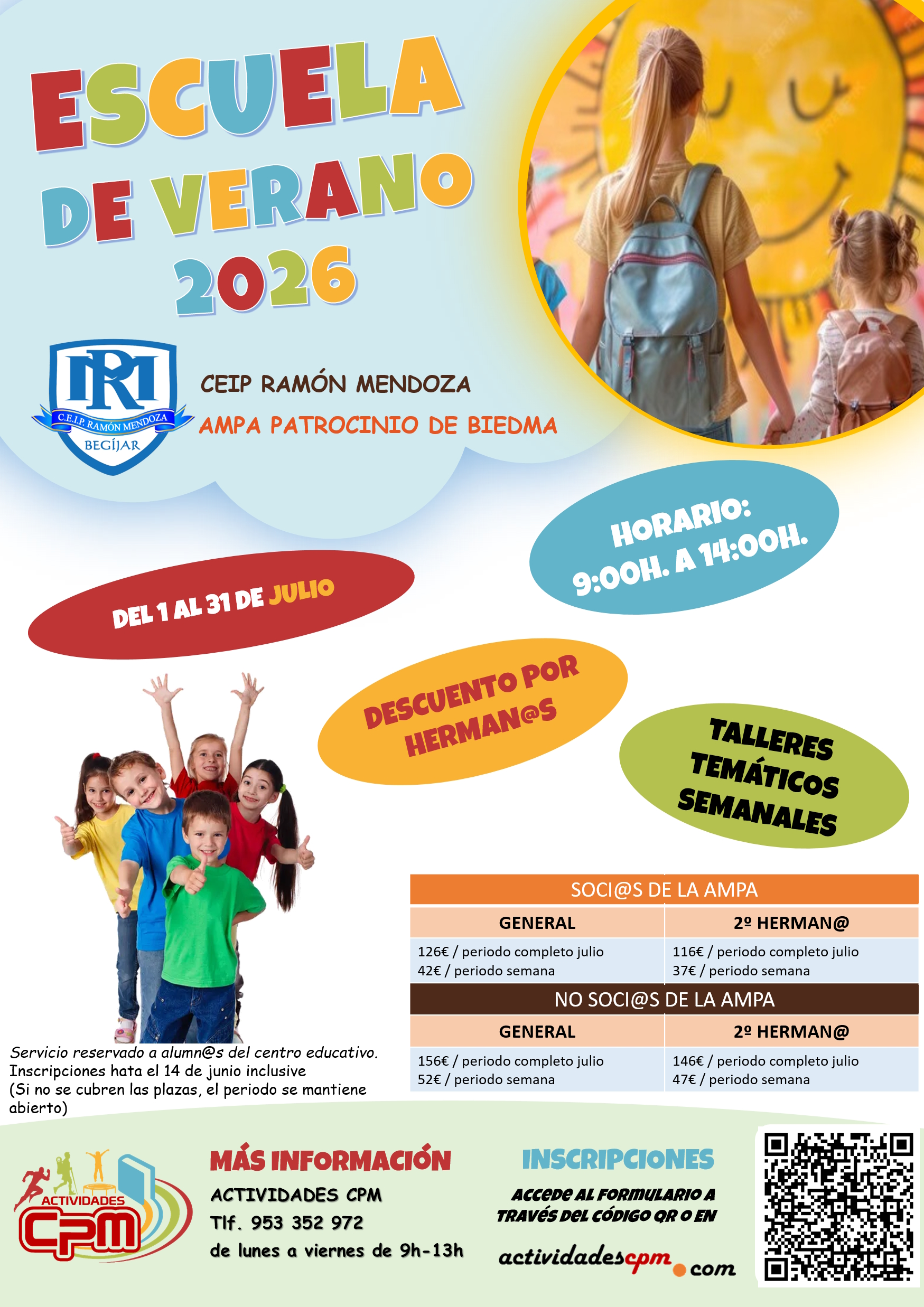 Escuela de Verano 2026. CEIP Ramón Mendoza AMPA Patrocinio de Biedma - Imagen 2